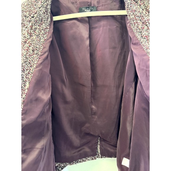 Talbots Woman Lined Tweed Jacket Blazer V Neck Snap Button Wine Size 24W - Picture 9 of 10